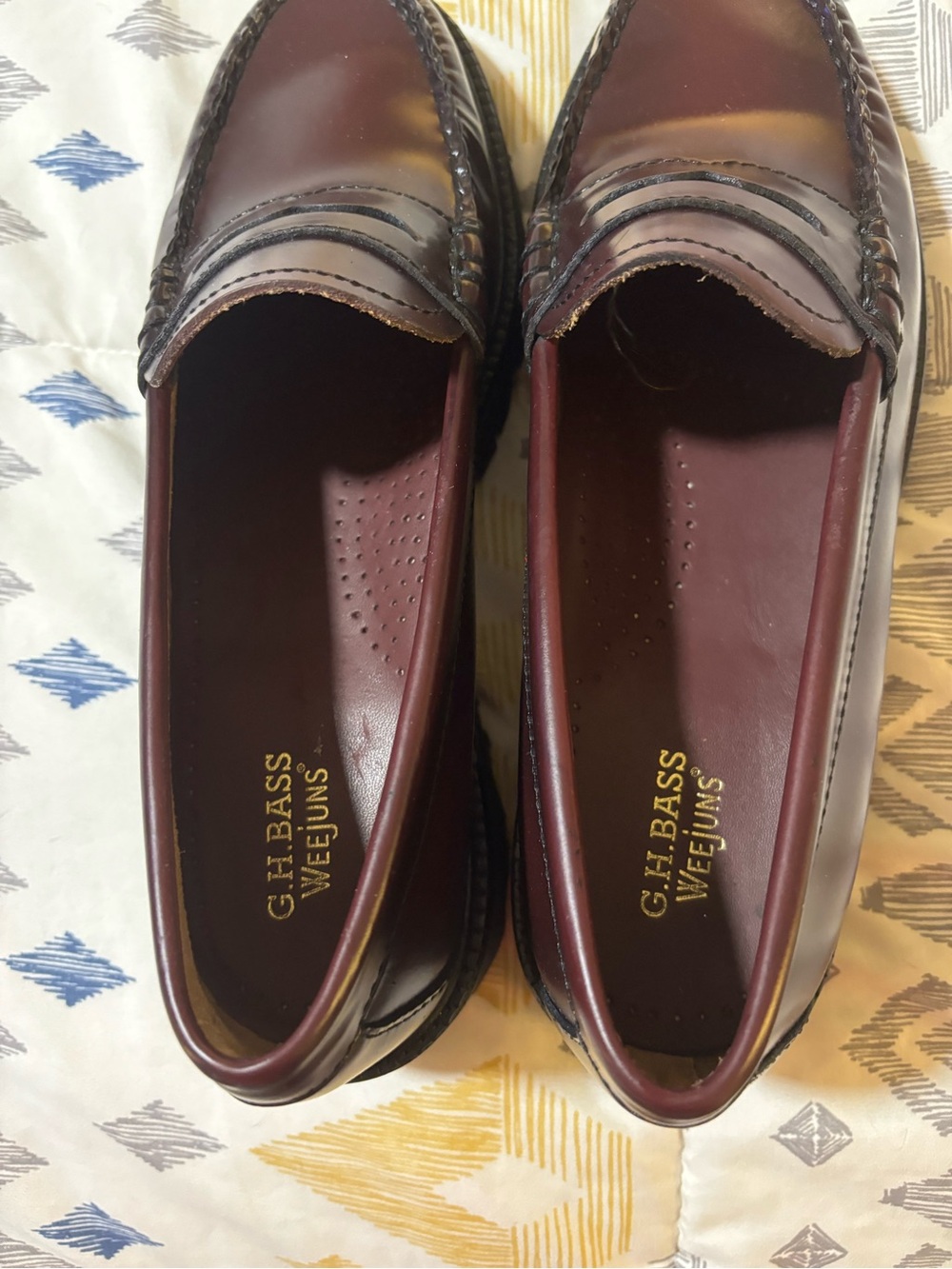 G.H. Bass & Co. Women's Burgundy Penny Loafers - Picture 2 of 8